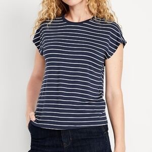 Old Navy Luxe Dolman-Sleeved Arctic Blue Striped Tee-2X-NWT